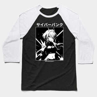 Cyberpunk Girl Manga Aesthetic Goth Grunge Black Baseball T-Shirt